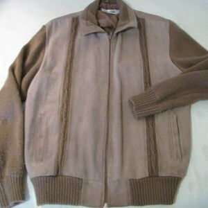 Vintage Repage Genuine Leather & Knit Brown Jacket